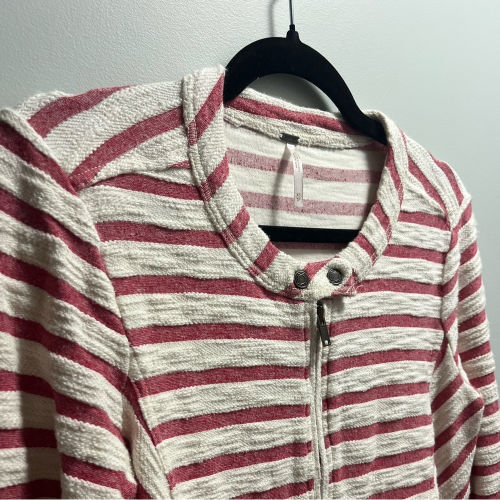 Free People Red and White Striped Jacket